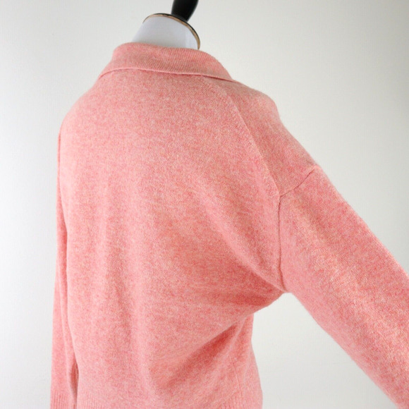 J Crew Size S Collared V-Neck Sweater Supersoft Yarn Coral Peach BJ597 - Picture 5 of 10